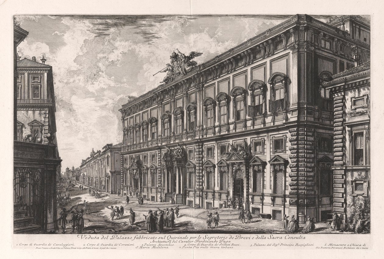 منظر القصر المبني على Quirinal لأمين الملخصات والمجلس المقدس ، من Vedute di Roma (مناظر من روما) بواسطة جيوفاني باتيستا بيرانيسي