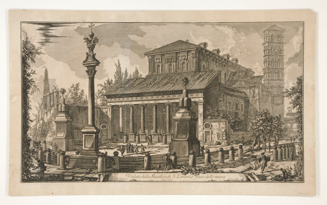 منظر لكاتدرائية S. Lorenzo fuor delle mura (منظر خارج أسوار S. Lorenzo) ، من Vedute di Roma بواسطة جيوفاني باتيستا بيرانيسي