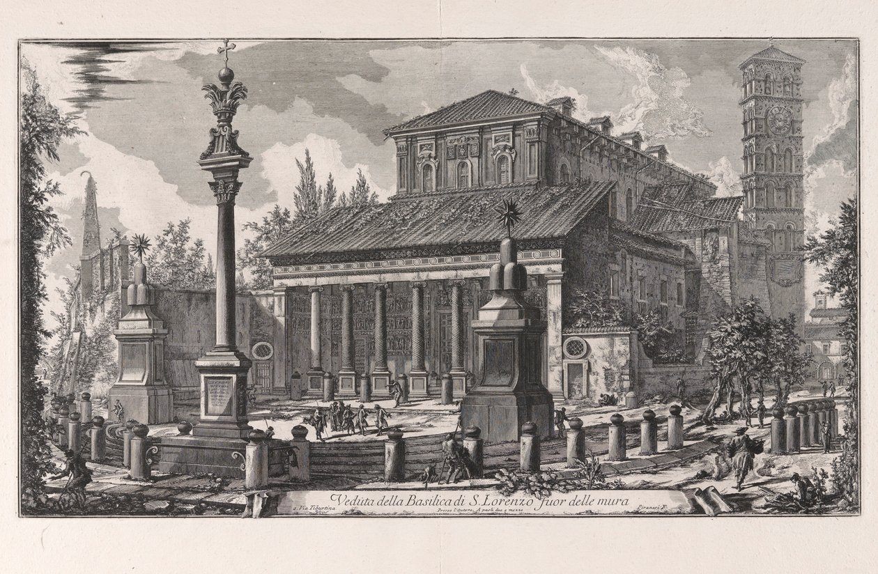 منظر لكنيسة San Lorenzo fuori delle Mura ، من Vedute di Roma (مناظر من روما) بواسطة جيوفاني باتيستا بيرانيسي