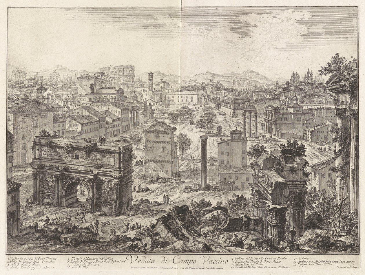 منظر لـ Campo Vaccino (منظر لـ Campo Vaccino [منتدى Romanum ، من تل كابيتولين]) ، من Vedute di Roma (مناظر من روما) بواسطة جيوفاني باتيستا بيرانيسي