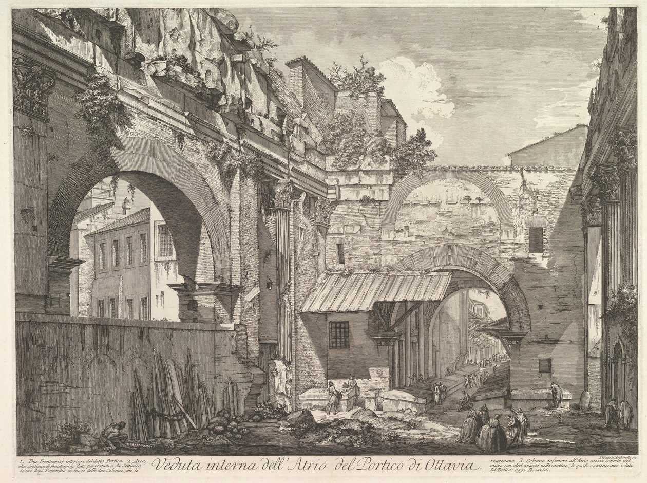 منظر داخلي لردهة الرواق من Ottavia منظر داخلي لقاعة الرواق ... ، 1760. بواسطة جيوفاني باتيستا بيرانيسي