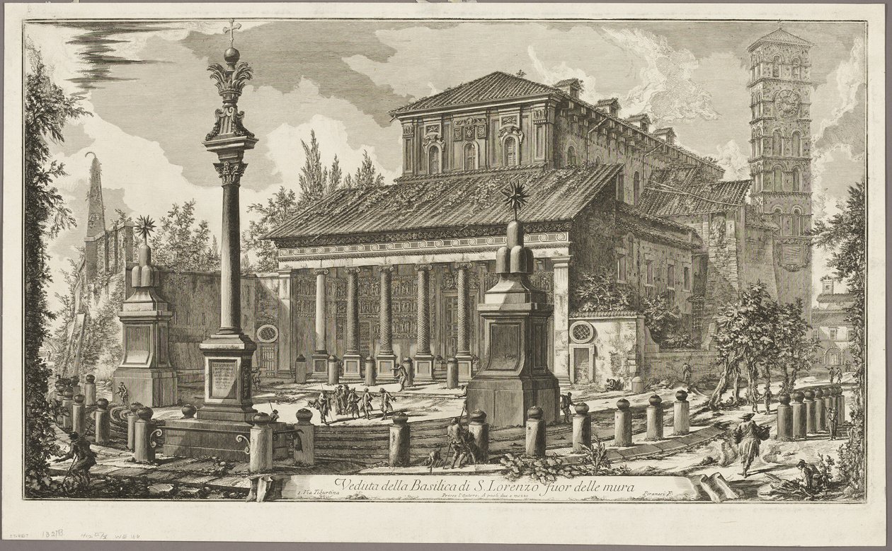 منظر لكنيسة S. Lorenzo fuori delle Mura [S. Lorenzo خارج الأسوار] ، من مناظر روما بواسطة جيوفاني باتيستا بيرانيسي