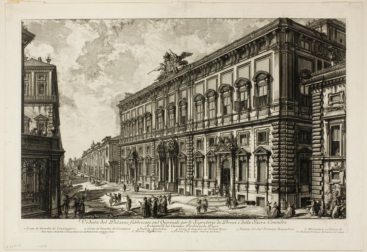 منظر من Palazzo della Consulta في Quirinal الذي يضم الأمانة البابوية ، من Views of Rome بواسطة جيوفاني باتيستا بيرانيسي