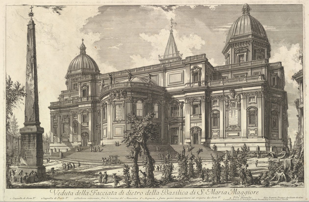 منظر للمدخل الخلفي لكاتدرائية S. Maria Maggiore ، من منظر لروما R ... ، كاليفورنيا. 1742. بواسطة جيوفاني باتيستا بيرانيسي