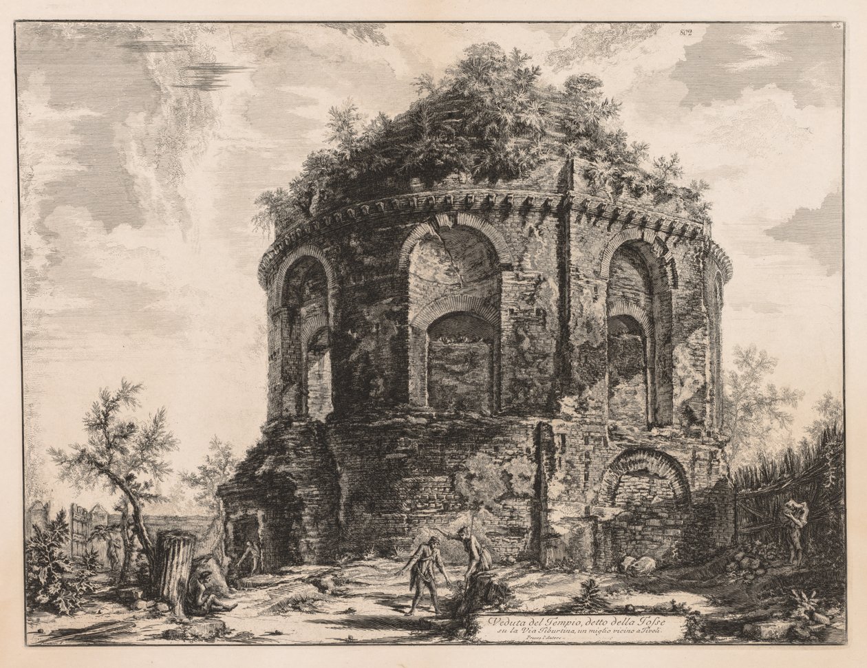 مناظر لروما: ما يسمى تيمبيو ديلا توس ، بالقرب من تيفولي ، 1763. بواسطة جيوفاني باتيستا بيرانيسي