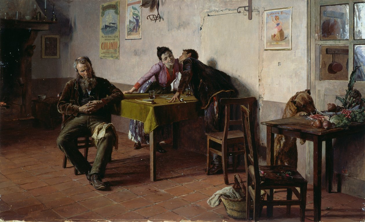 Confidences ، بواسطة Giovanni Battista Quadrone (1844-1898) ، زيت على لوح ، 30.5x52 سم بواسطة جيوفاني باتيستا كوادرون