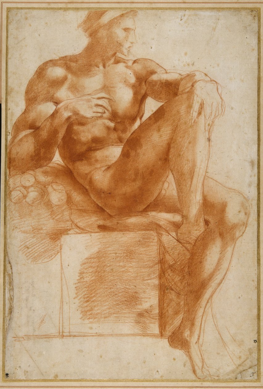 Ignundo on the Sistine Valut (red chalk on cream paper) بواسطة جيوفاني باتيستا روسو فيورنتينو