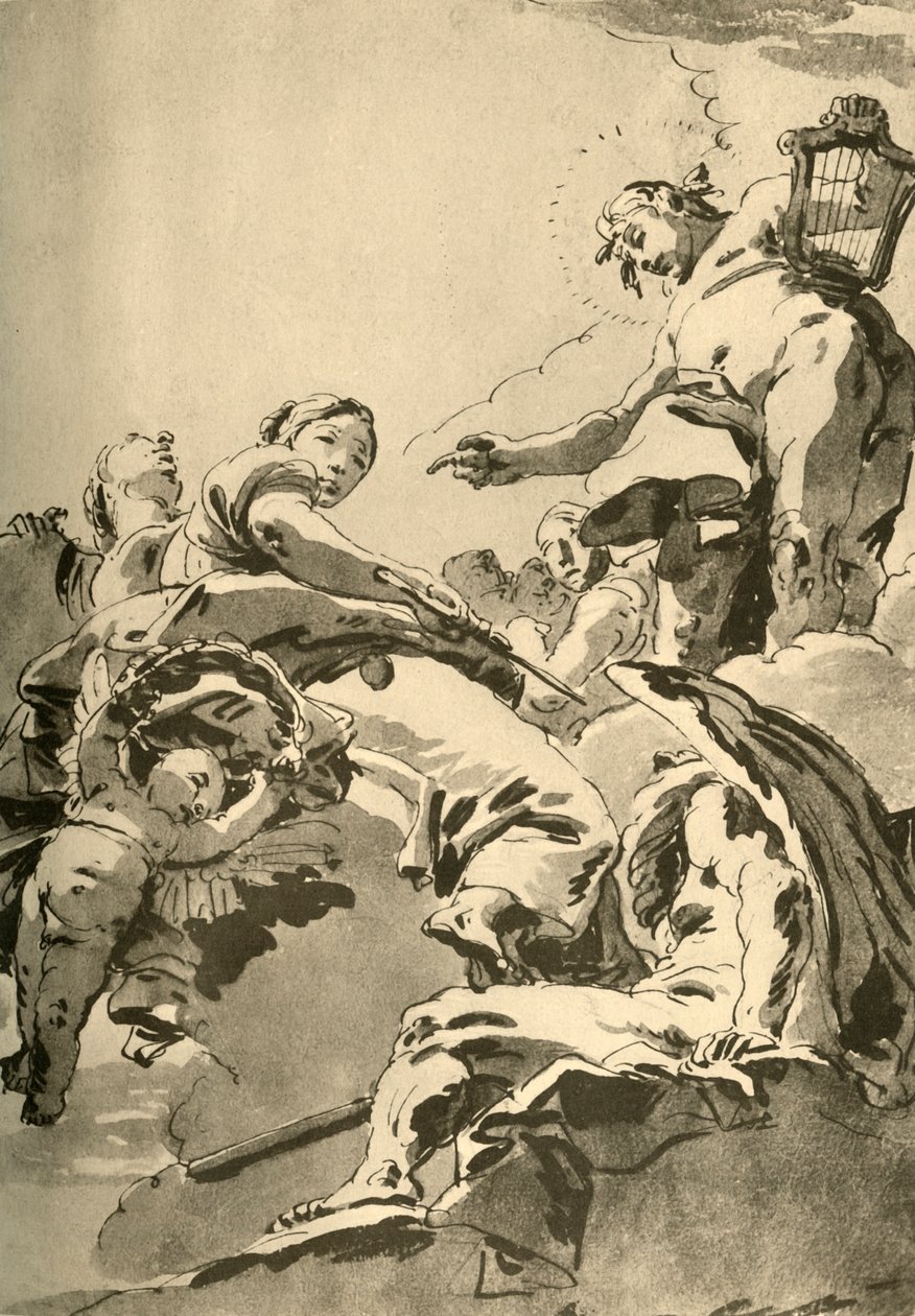 أبولو ، Muses and Chronos ، c1730 ، 1928 بواسطة جيوفاني باتيستا تيبولو