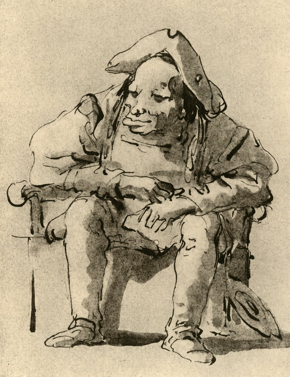رسم كاريكاتوري لرجل جالس ، منتصف القرن الثامن عشر ، 1928 بواسطة جيوفاني باتيستا تيبولو