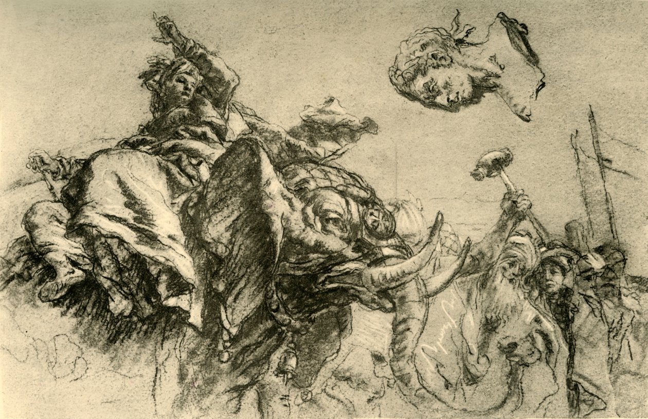 امرأة شرقية على فيل. تمثال نصفي للأباطرة الرومان ، 1752-1753 ، 1928 بواسطة جيوفاني باتيستا تيبولو