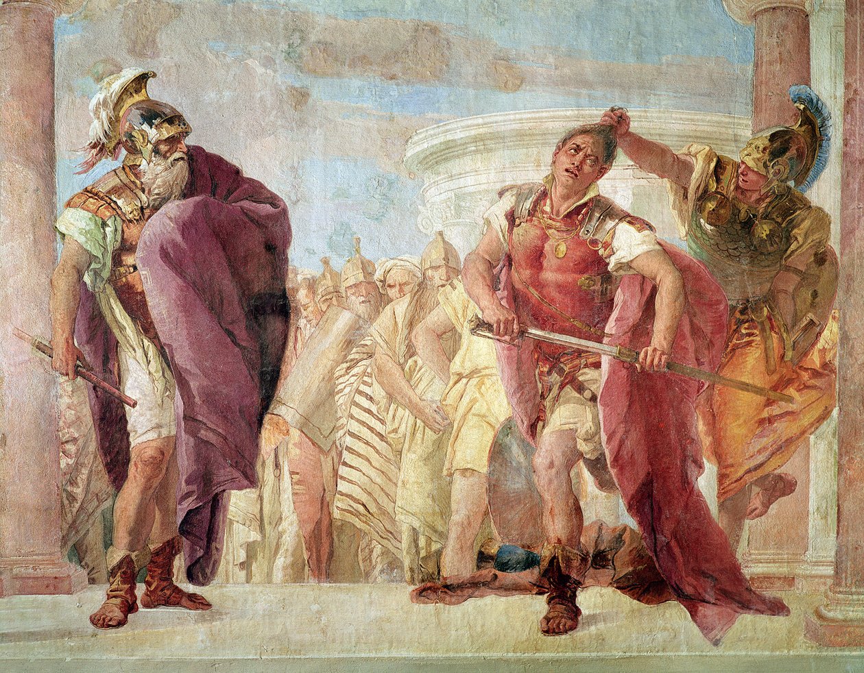 منيرفا منع أخيل من قتل أجاممنون ، من "الإلياذة" بواسطة هومر 1757 بواسطة جيوفاني باتيستا تيبولو