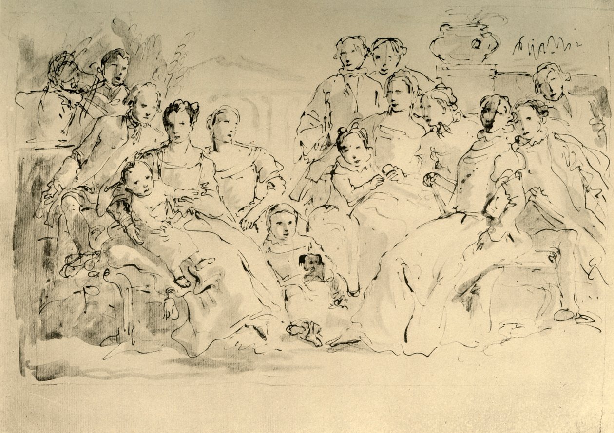 رسم تخطيطي لصورة جماعية ، منتصف القرن الثامن عشر ، 1928 بواسطة جيوفاني باتيستا تيبولو