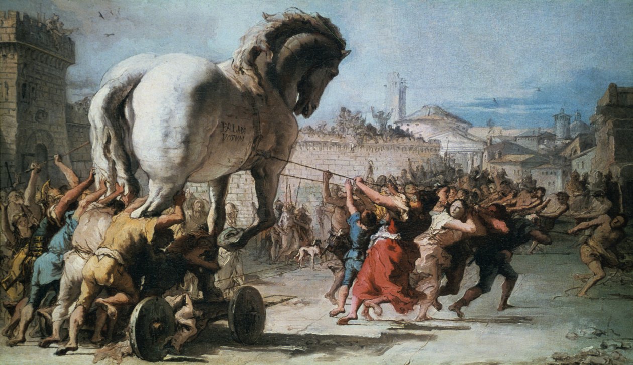 موكب حصان طروادة في تروي ، c1760 بواسطة جيوفاني باتيستا تيبولو