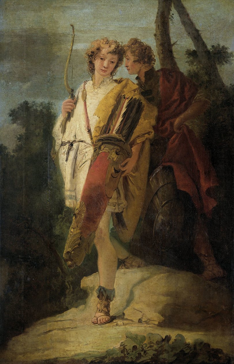 الشاب ذو القوس والجعبة الكبيرة ورفيقه مع الدرع ، المسمى سابقًا Telemachus and Mentor بواسطة جيوفاني باتيستا تيبولو