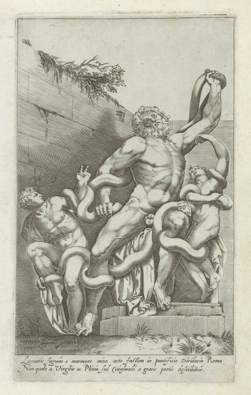 علامة Laocoöngroep Lacoon المصنوعة من الرخام مع فن رائع (...) (العنوان على الكائن) Antieke نحت في روما (عنوان السلسلة) أيقونات التماثيل القديمة لمدينة روما والتي تُرى في الأماكن العامة (عنوان السلسلة) بواسطة جيوفاني باتيستا دي كافالييري