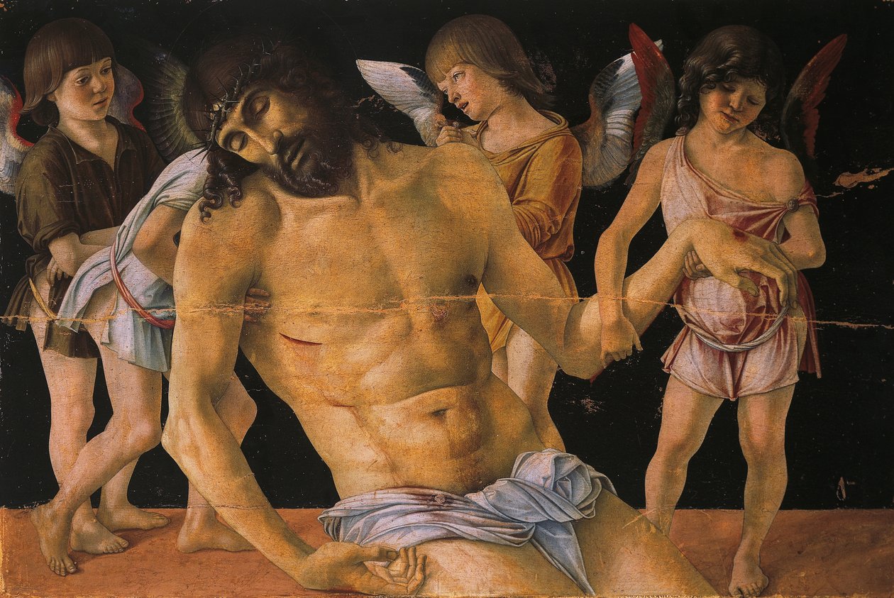 Pieta or Dead Christ Supported by Angels, c.1474 (tempera on panel) بواسطة جيوفاني بيليني