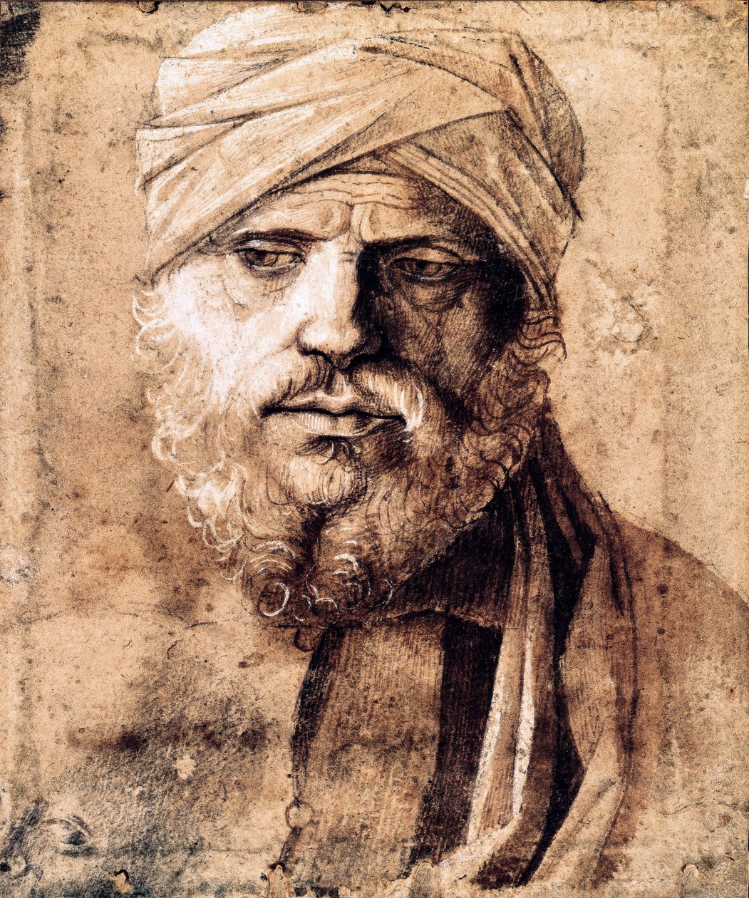 صورة لرجل بعمامة (رسم) بواسطة جيوفاني بيليني