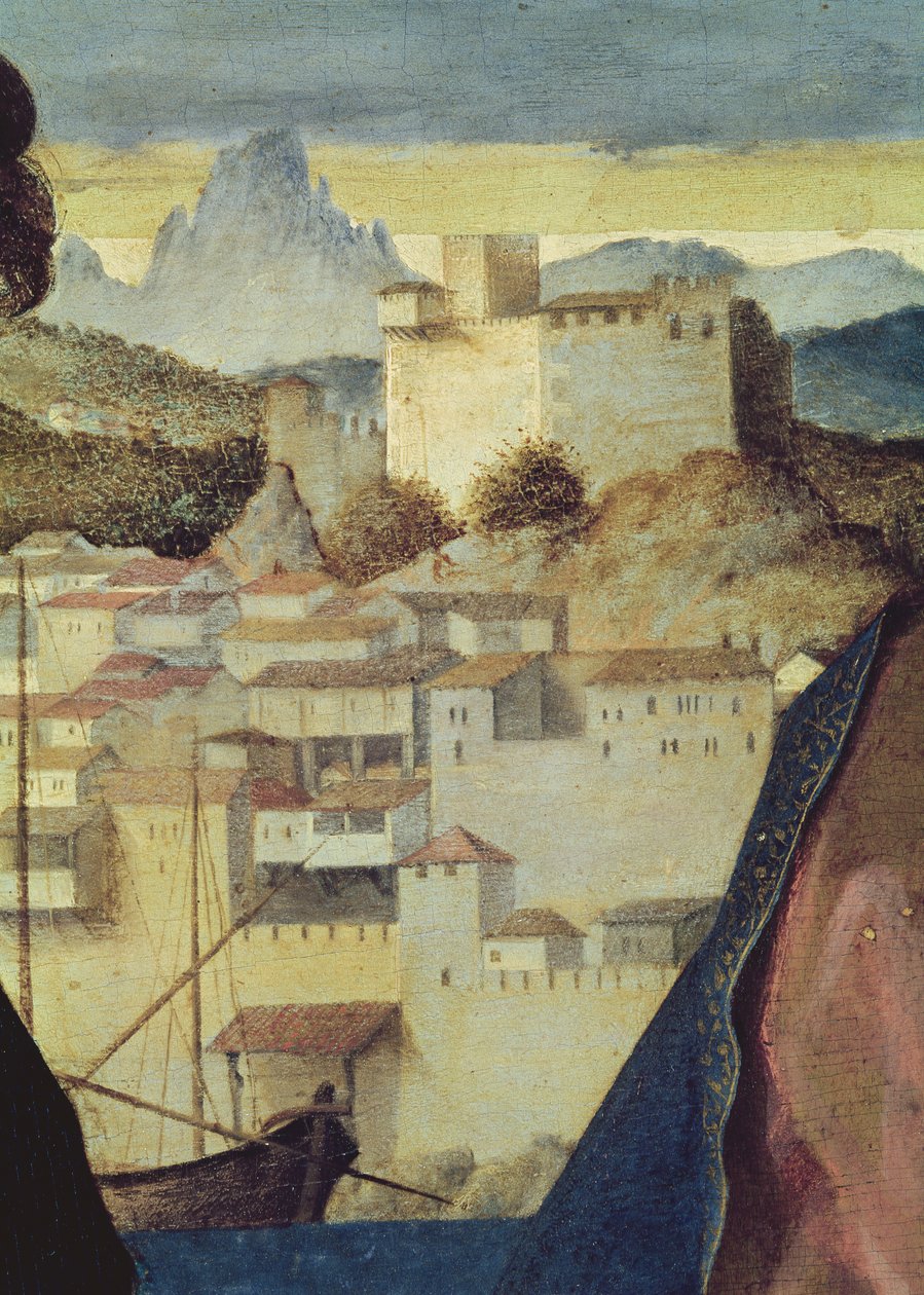 العذراء والطفل بين القديس يوحنا المعمدان وقديسة ، تفاصيل المشهد الخلفي ، 1504 (تفاصيل 161539) بواسطة جيوفاني بيليني