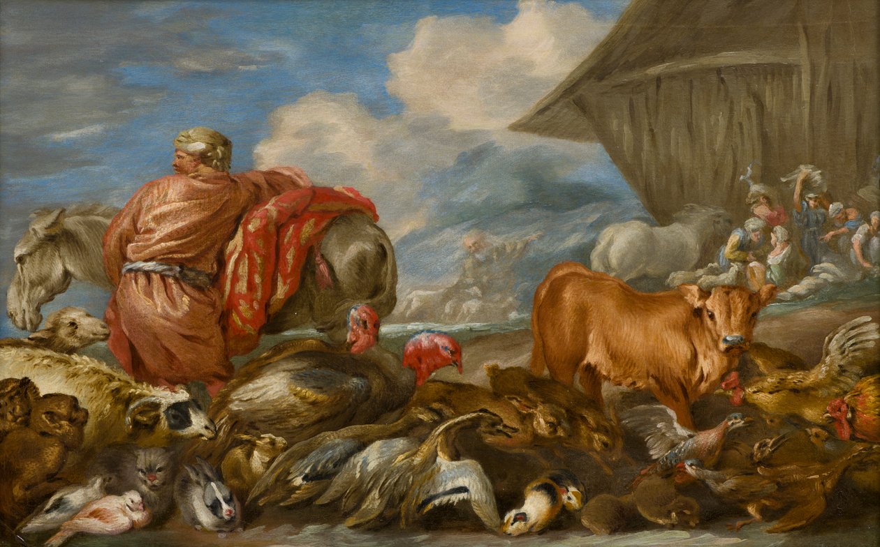 الحيوانات التي دخلت سفينة نوح ، حوالي 1639-164 (زيت على لوح) بواسطة جيوفاني بينيديتو كاستيجليون