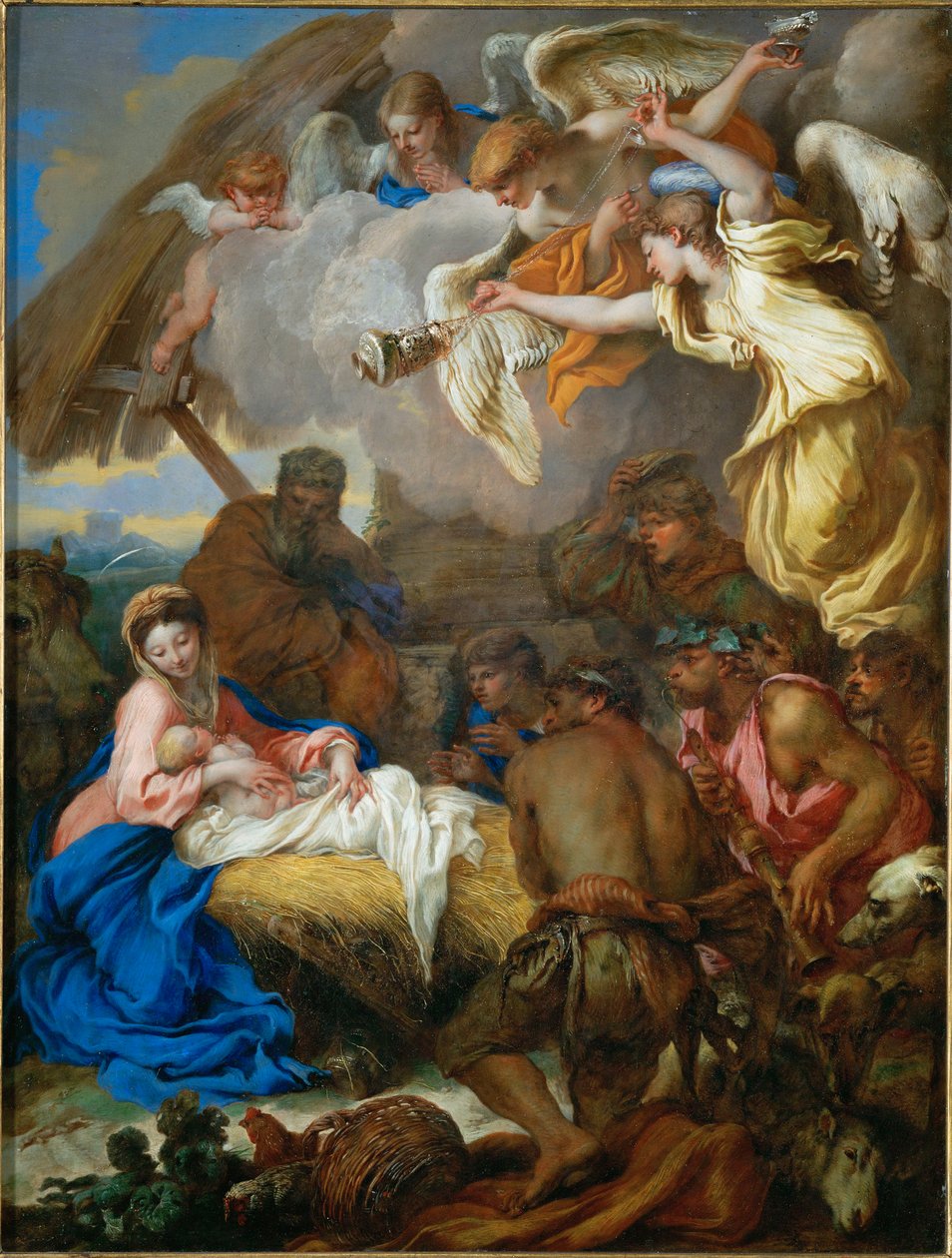 عشق الرعاة (لوحة على قماش) بواسطة جيوفاني بينيديتو (1609-1664) كاستيجليوني