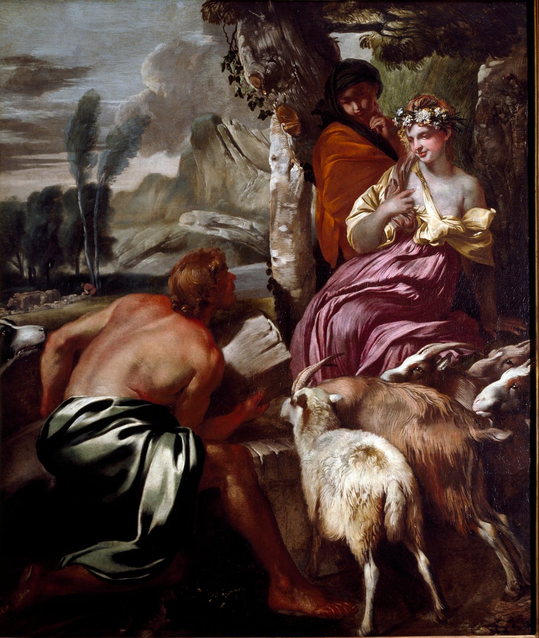 جاكوب يلتقي راشيل في لوحة البئر لجيوفاني بينيديتو كاستيجليون ديت il Grechetto (1610-1665) جينات القرن السابع عشر ، مجموعة خاصة بواسطة جيوفاني بينيديتو كاستيجليون