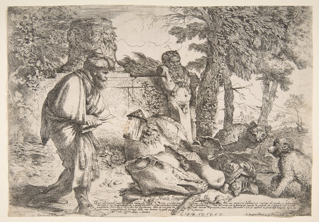 Diogenes تبحث عن رجل نزيه ، كاليفورنيا. 1645-47. بواسطة جيوفاني بينيديتو كاستيجليون