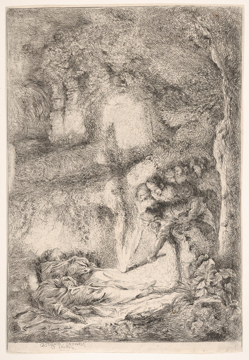 العثور على جثث القديسين بطرس وبولس ، كاليفورنيا. 1647-51. بواسطة جيوفاني بينيديتو كاستيجليون