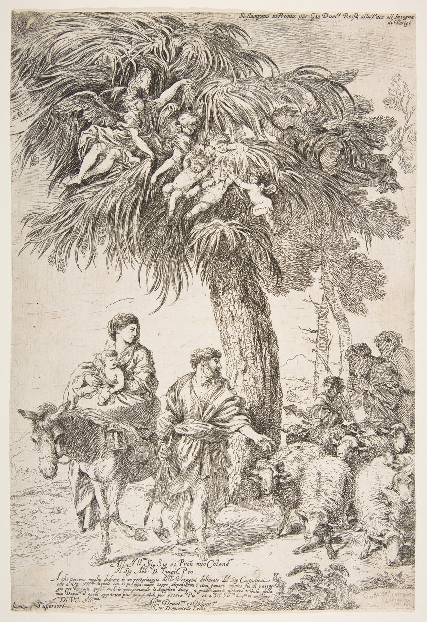 العائلة المقدسة في رحلتها إلى مصر ، كاليفورنيا. 1647. بواسطة جيوفاني بينيديتو كاستيجليون