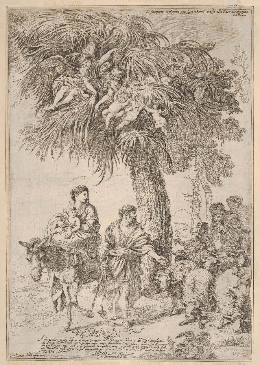 العائلة المقدسة في رحلتها إلى مصر ، كاليفورنيا. 1647. بواسطة جيوفاني بينيديتو كاستيجليون