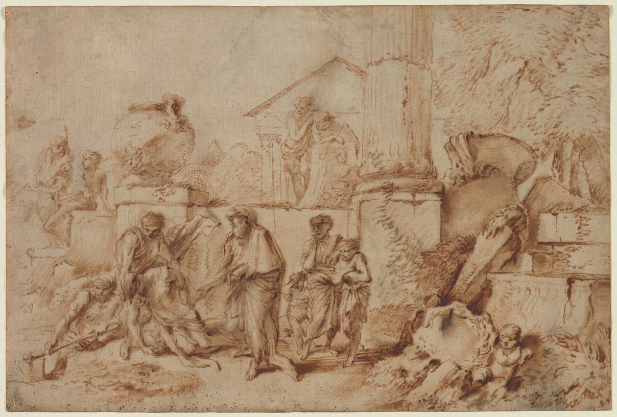 توبيت دفن الموتى ، 1640s. بواسطة جيوفاني بينيديتو كاستيجليون