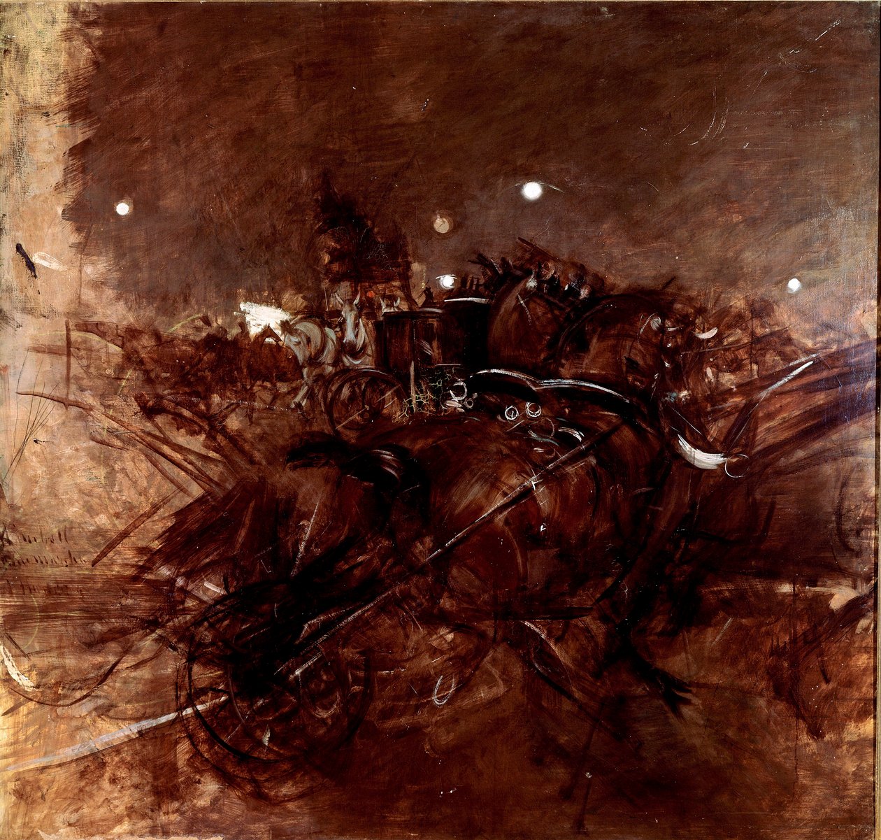 Nocturne in Montmartre. Painting by Giovanni Boldini (1842-1931), circa 1883. Oil on canvas. Dim 120x135cm. Pistoia, Collezione Boldini بواسطة جيوفاني بولديني