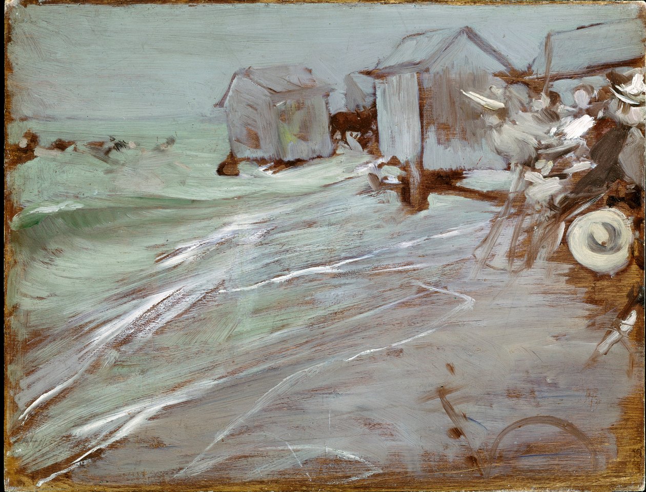لوحة شاطئ أوستند بقلم جيوفاني بولديني (1842-1931) 27x35 سم بولونيا ، مجموعة خاصة بواسطة جيوفاني بولديني