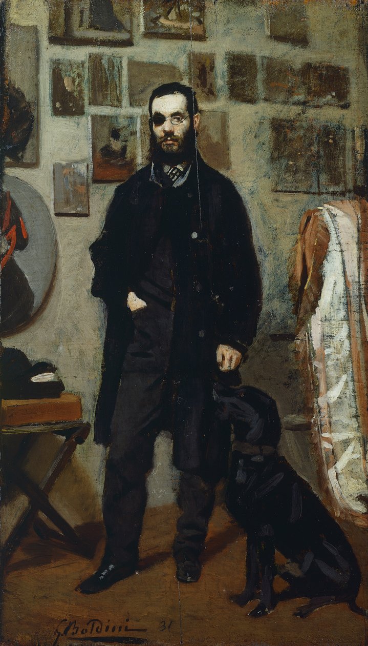 Portrait of Giuseppe Abbati, by Giovanni Boldini (1842-1931), oil on panel, 87.5x22 cm بواسطة جيوفاني بولديني