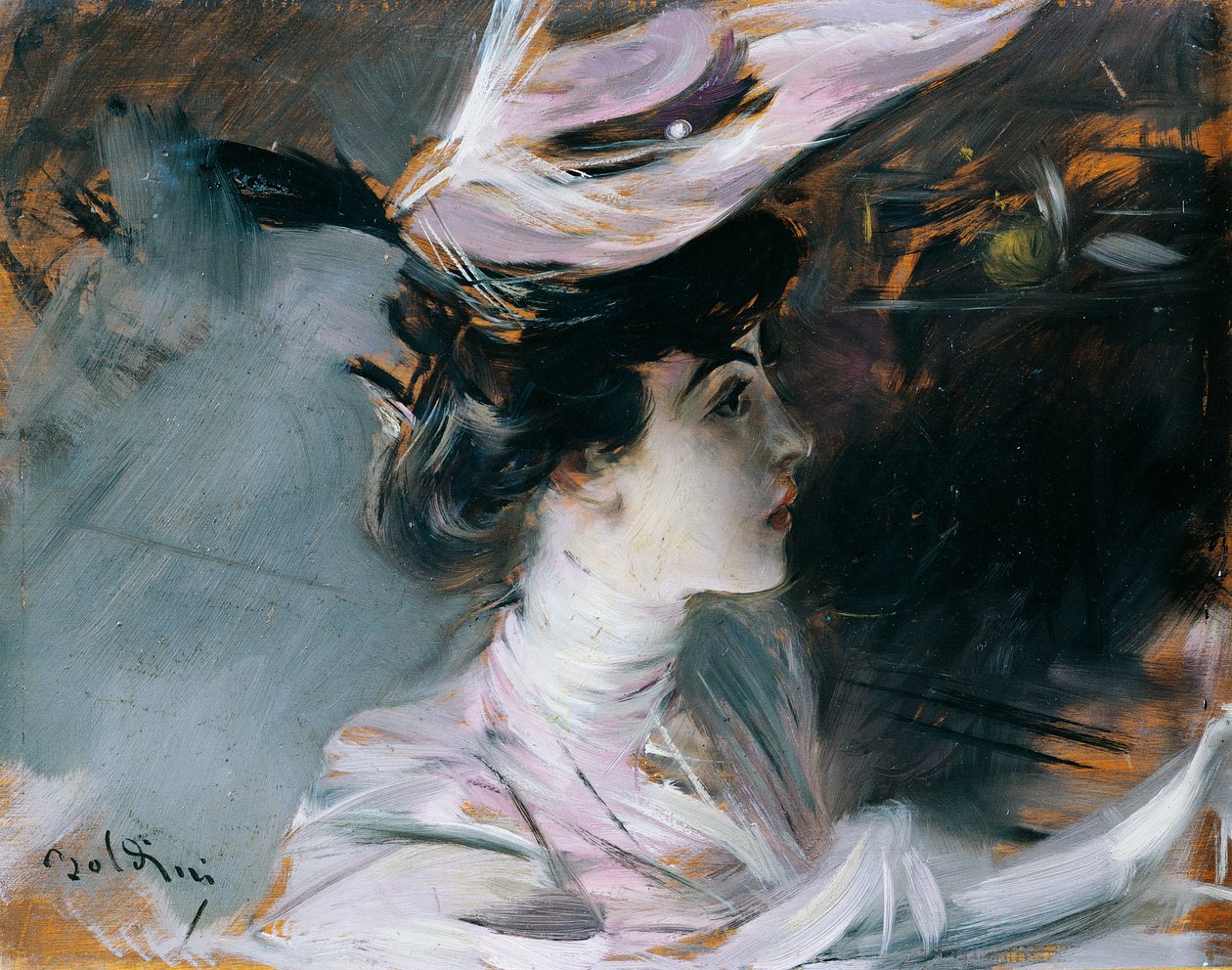 Portrait of Lina Cavalieri with new hat, by Giovanni Boldini (1842-1931) بواسطة جيوفاني بولديني
