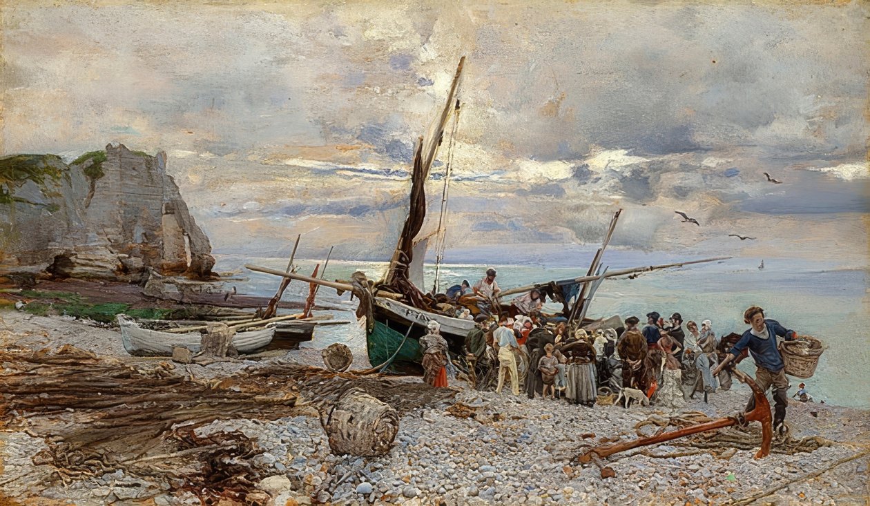 عودة قوارب الصيد Étretat. 1879 بواسطة جيوفاني بولديني