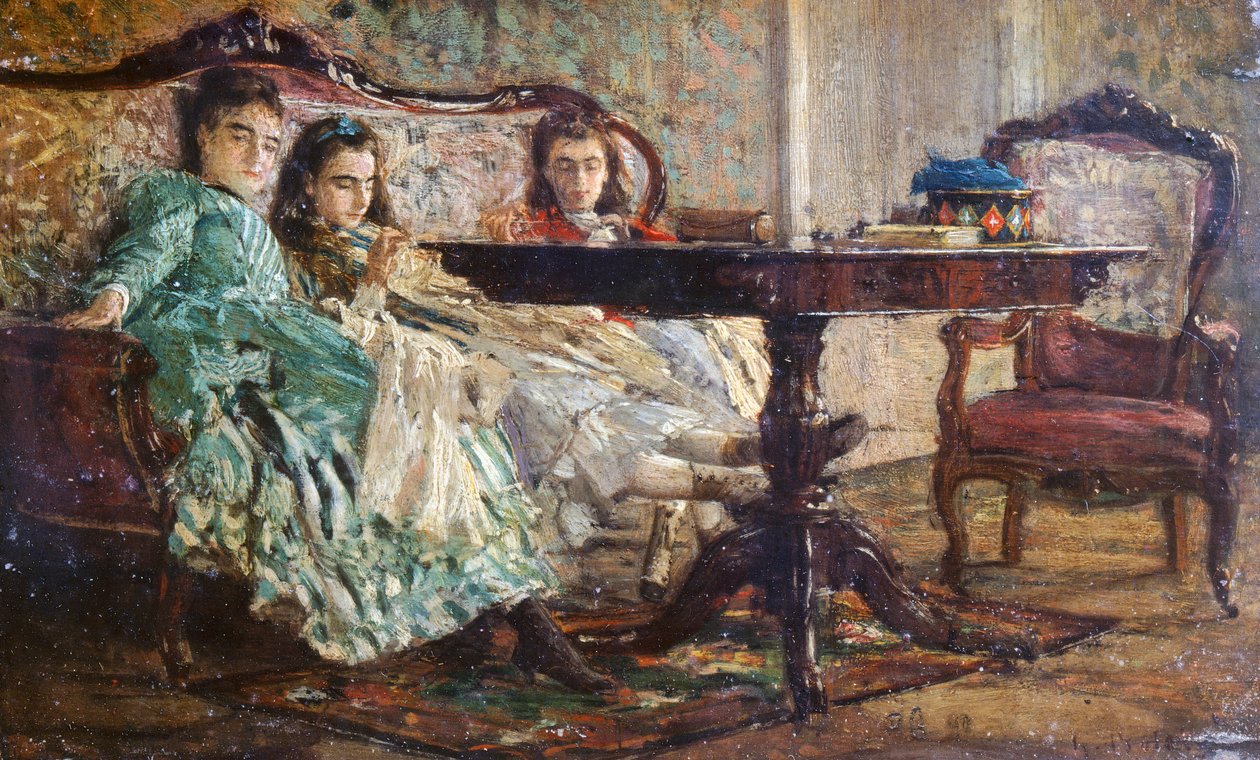The Laskaraki Sisters by Giovanni Boldini (1842-1931), oil on wood بواسطة جيوفاني بولديني