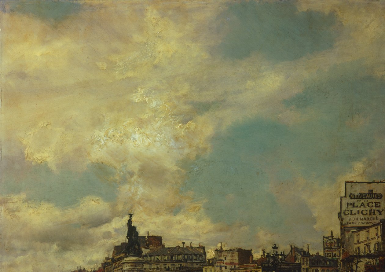 The sky, detail from Clichy Square, Paris, by Giovanni Boldini (1842-1931), oil on canvas, 60x98 cm بواسطة جيوفاني بولديني