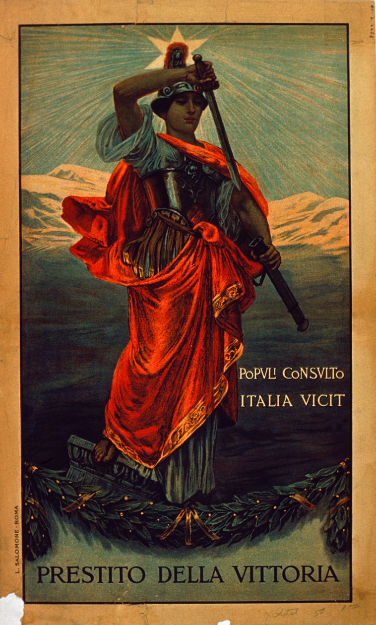 ملصق عسكري إيطالي ، الحرب العالمية الأولى: ملصق "Prestitio della Vittoria" ، ملصق سندات الحرب الإيطالية بواسطة جيوفاني كابرانيزي