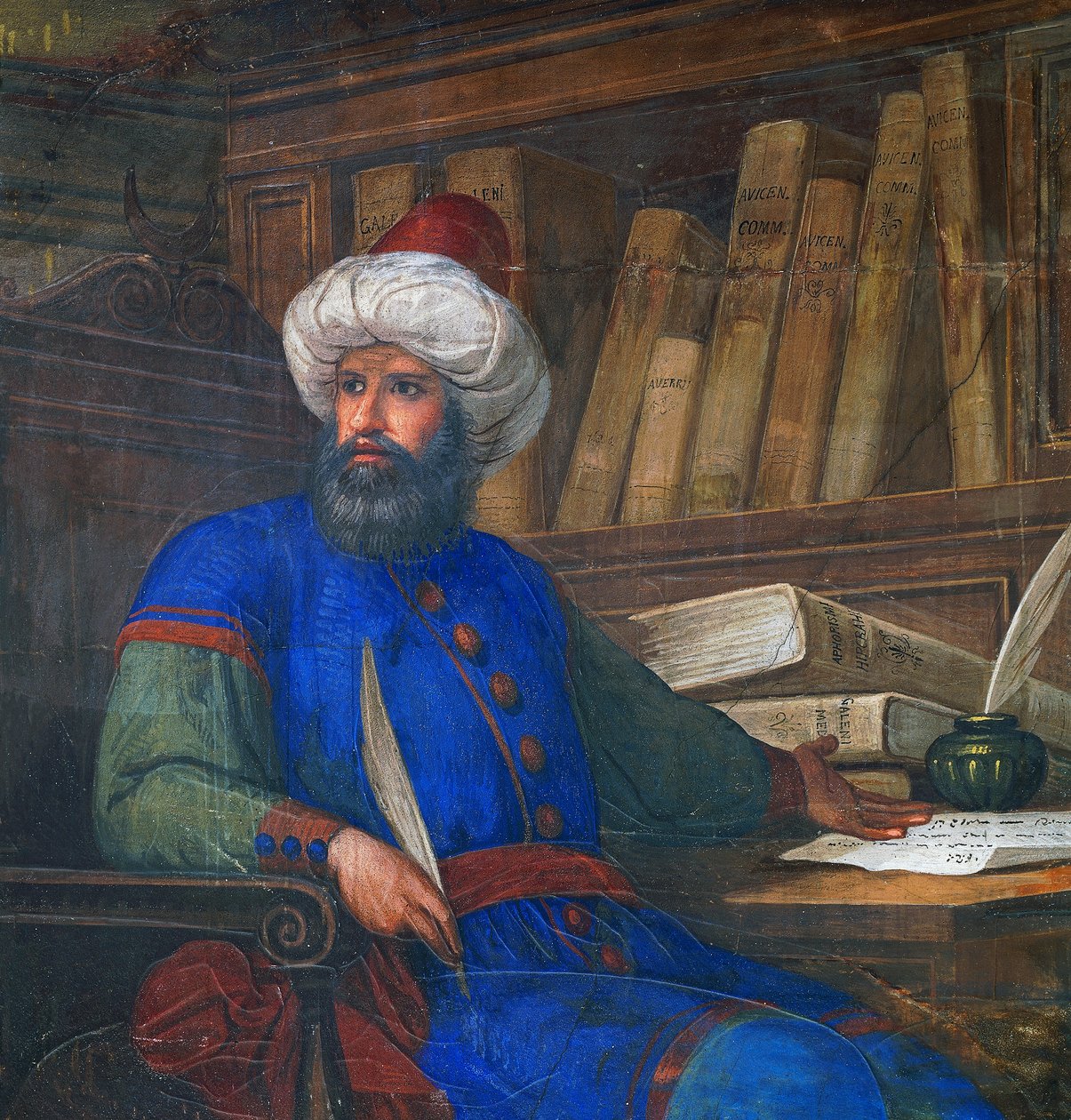 صورة لأندريا ألباغو (1450-1522) ، طبيب وفيلسوف ، لوحة جدارية لجيوفاني دي مين (1786-1859) ، دار البلدية ، بيلونو ، فينيتو ، إيطاليا بواسطة جيوفاني ديمين
