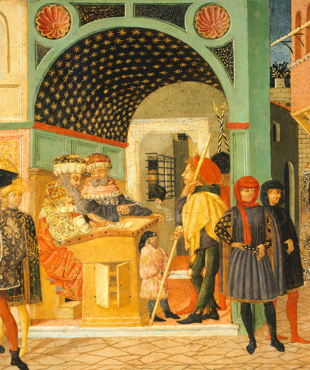 قصص سوزان ، حوالي 1450 ، الجانب الأيمن من صندوق مطلي بقلم جيوفاني دي سير جيوفاني ، المعروف باسم Lo Scheggia (1406-1486) ، تمبرا على اللوحة ، التفاصيل بواسطة جيوفاني دي سير جيوفاني لو شيغيا غيدي