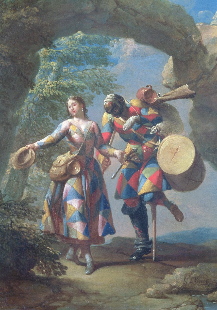 A Harlequin العائد من الحرب ، ج .1742 بواسطة جيوفاني دومينيكو فيريتي