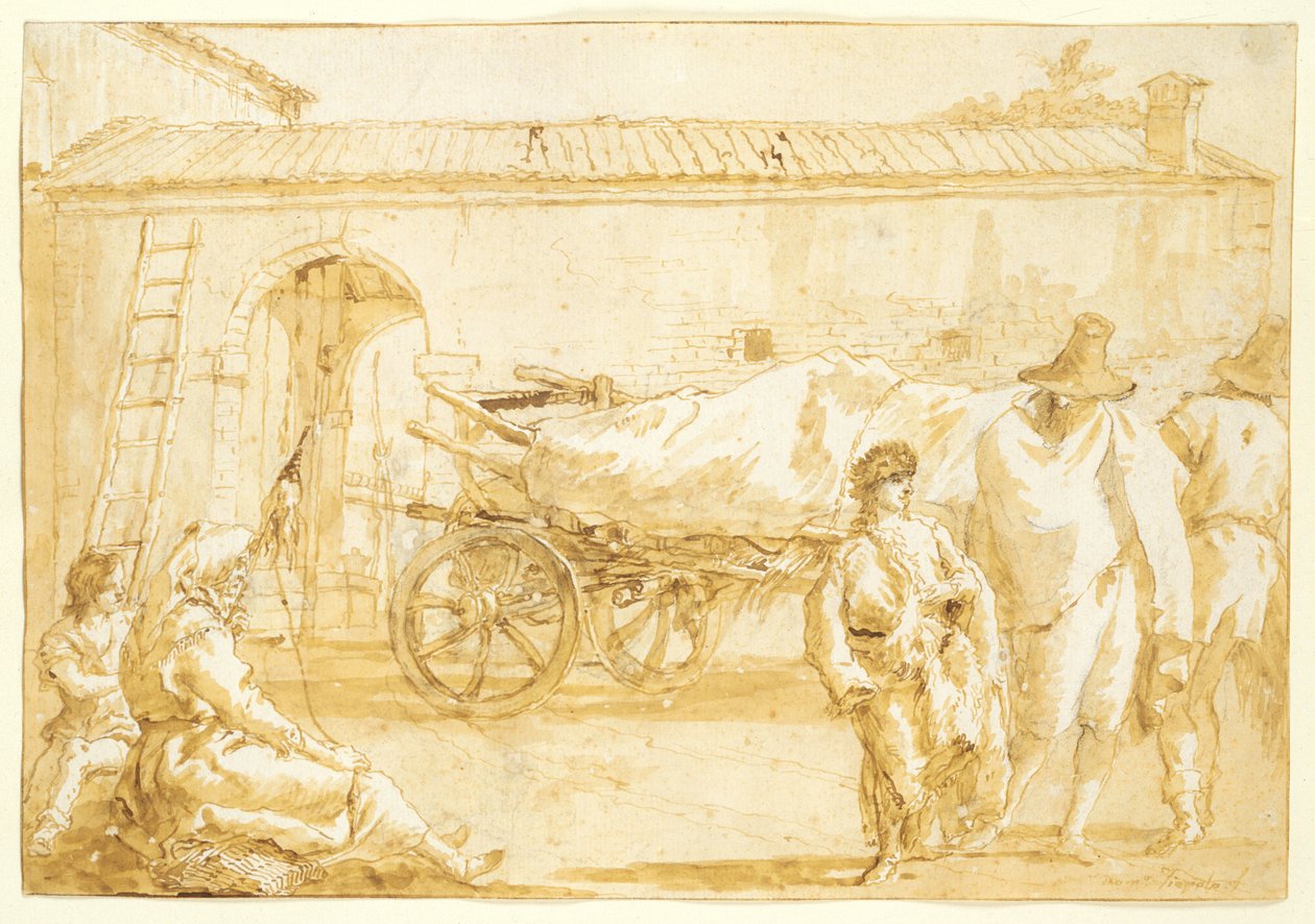 الفلاحون مع عربة المزرعة ، ج. 1790. بواسطة جيوفاني دومينيكو تيبولو