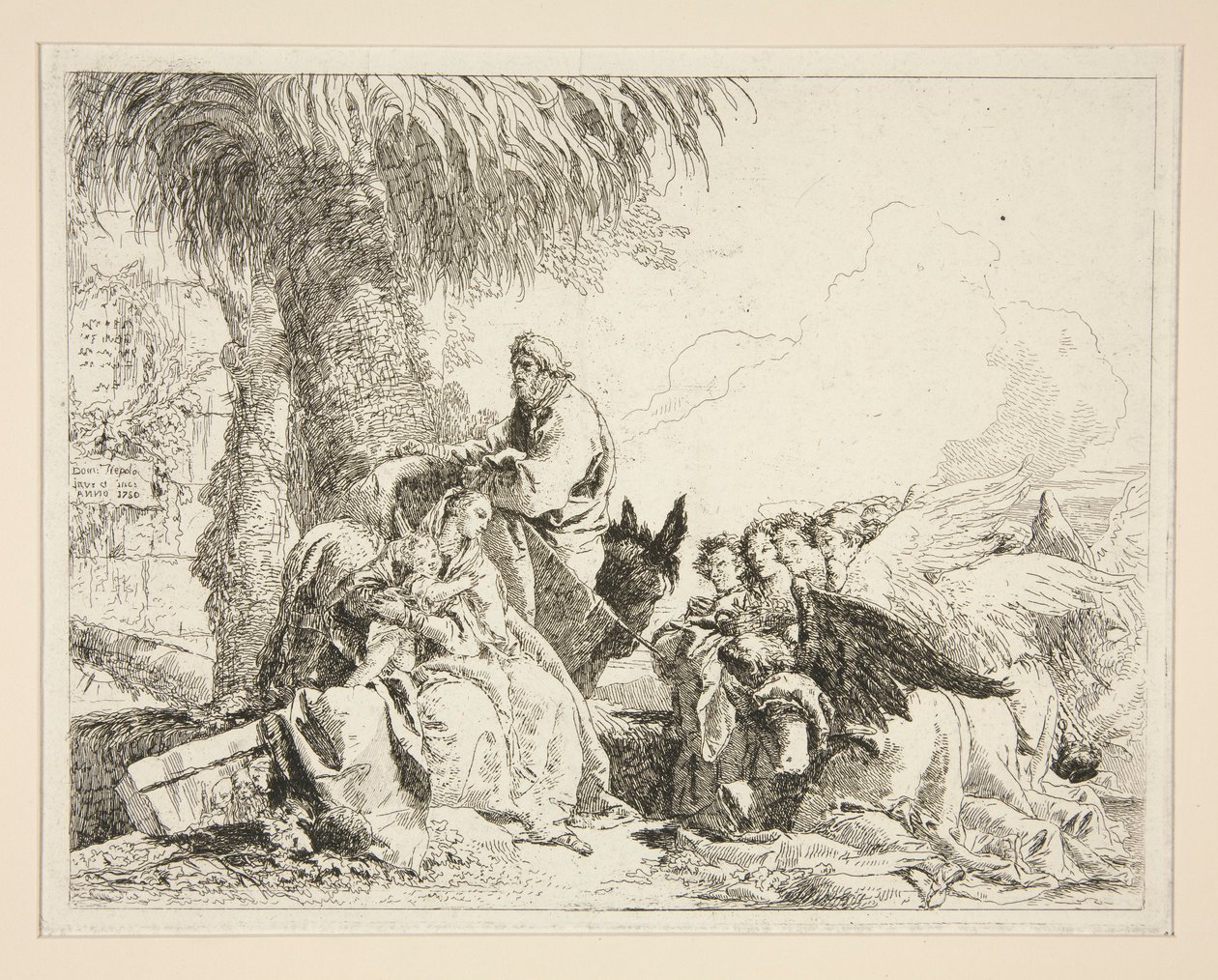 الراحة أثناء الرحلة إلى مصر ، من سلسلة Idee pittoresche sopra la fuga في Egitto (رحلة إلى مصر) بواسطة جيوفاني دومينيكو تيبولو