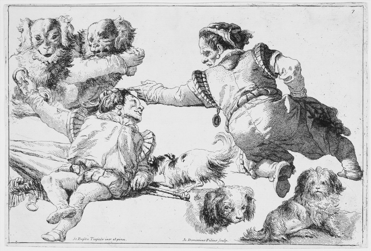 دراسات الأقزام والكلاب ، كاليفورنيا. 1753. بواسطة جيوفاني دومينيكو تيبولو