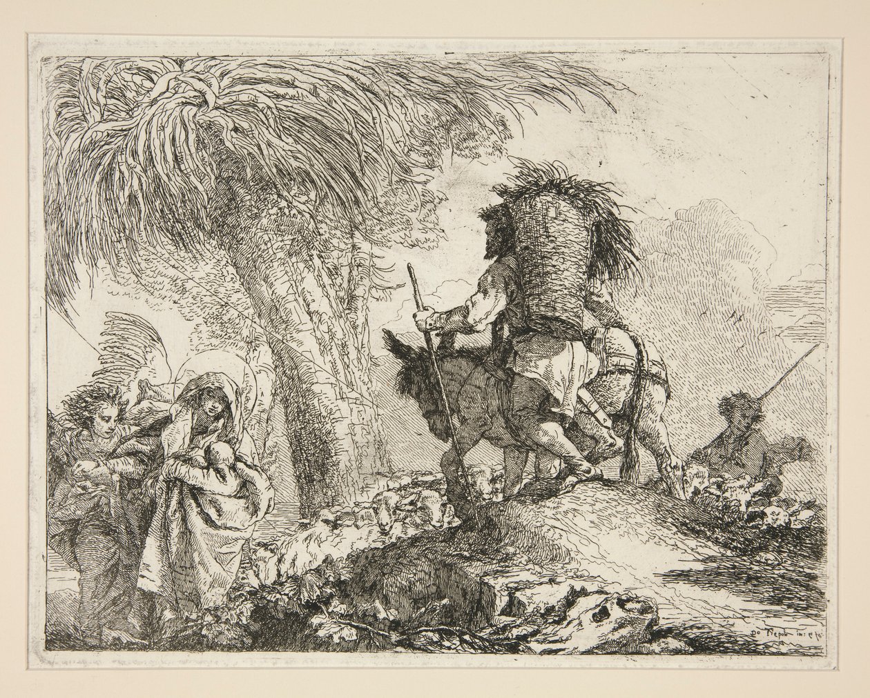 العذراء والطفل مع يوسف ، من سلسلة Idee pittoresche sopra la fuga في Egitto (رحلة إلى مصر) بواسطة جيوفاني دومينيكو تيبولو