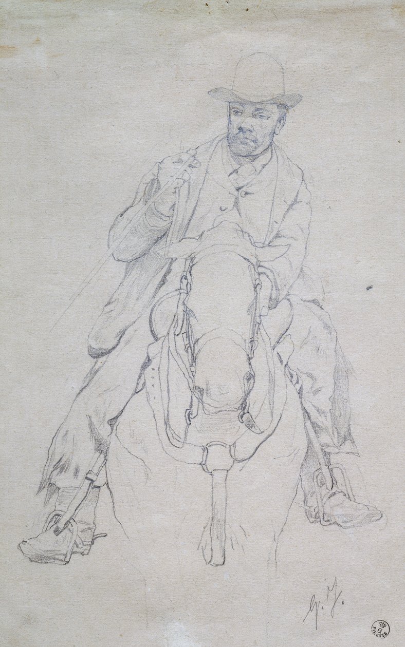 Buttero on horseback (Tuscan cowboy) بواسطة جيوفاني فاتوري