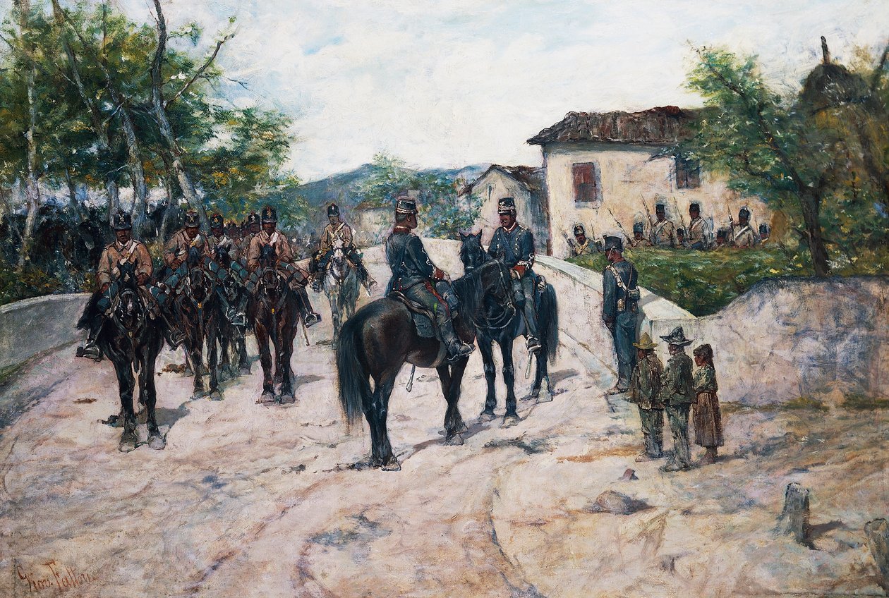 توقف سلاح الفرسان ، حوالي 1890 ، بقلم جيوفاني فاتوري ، زيت على قماش ، 55 × 80 سم بواسطة جيوفاني فاتوري