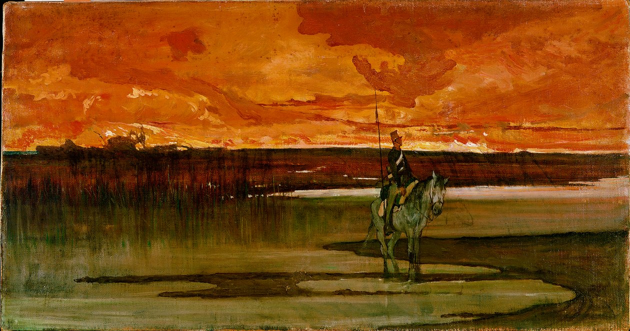حارس على نهر الحارس على النهر. لوحة جيوفاني فاتوري (1825-1908) 1885-1890 الشمس. 27x57 سم فلورنسا ، جاليريا دارت موديرنا بواسطة جيوفاني فاتوري