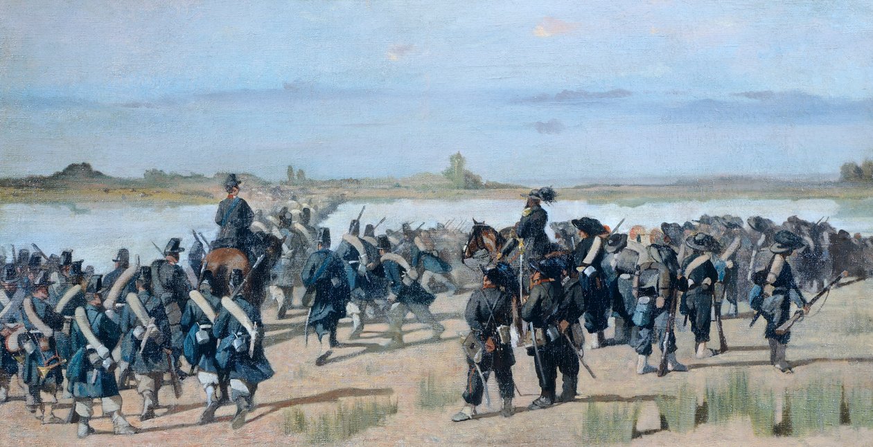 عبور نهر مينسيو ، بقلم جيوفاني فاتوري (1825-1908) بواسطة جيوفاني فاتوري
