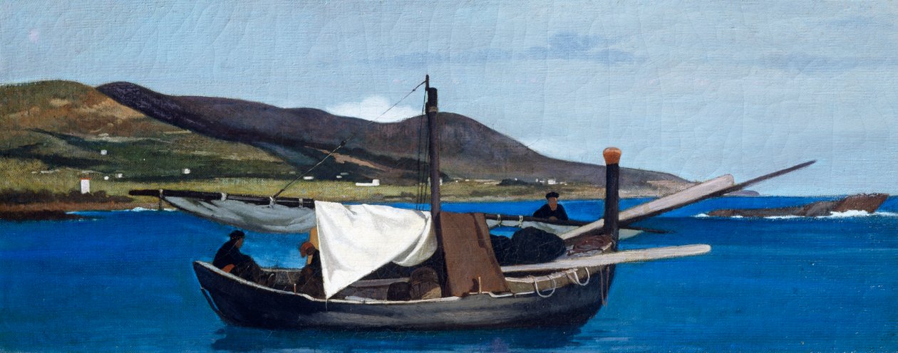 رأس روميتو مع قارب وصيادين ، بقلم جيوفاني فاتوري (1825-1908) ، زيت على لوح ، 22.5 × 56.5 سم بواسطة جيوفاني فاتوري